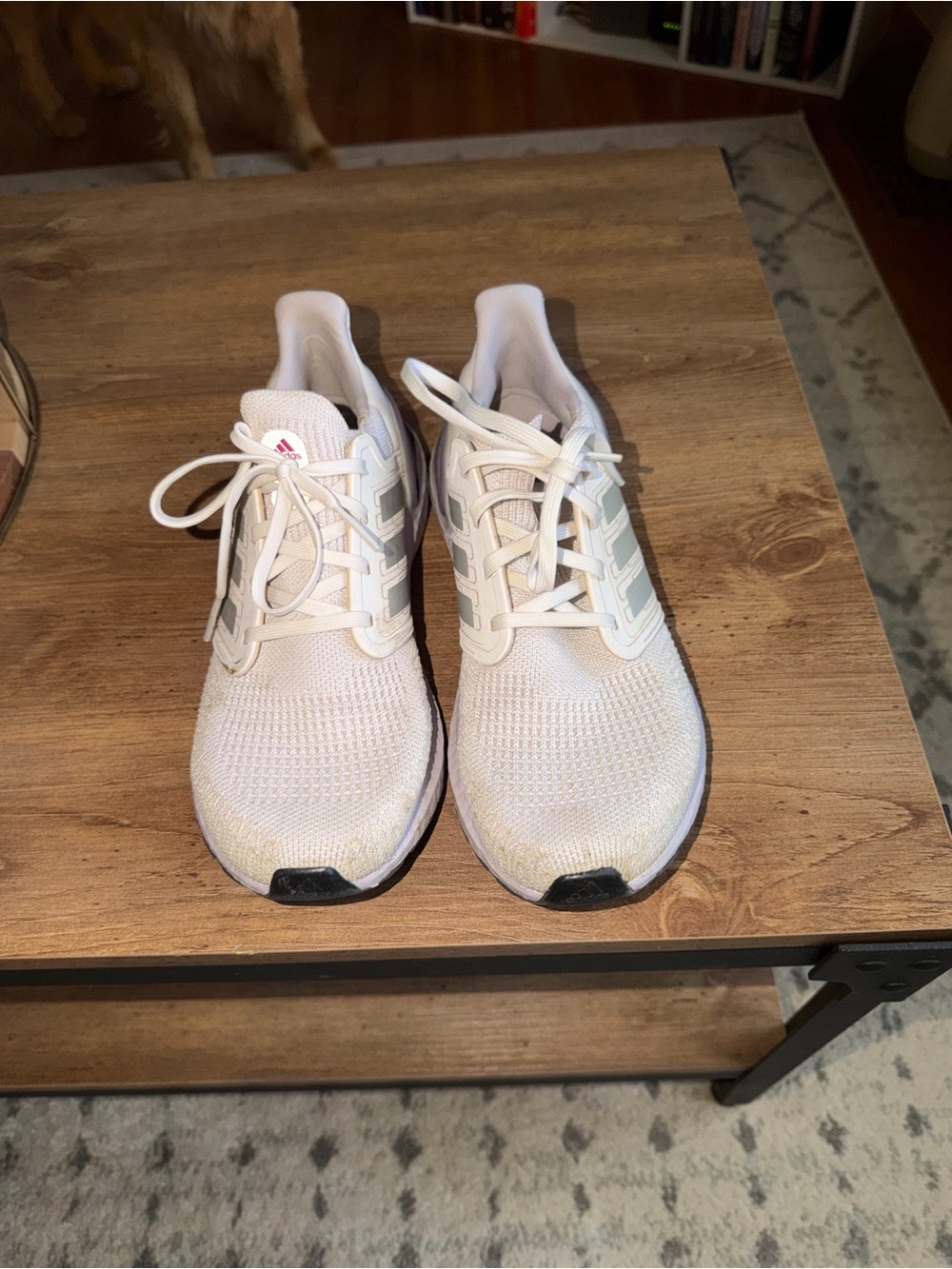 Adidas Ultra Boosts White Knit Running Shoes with Subtle Gray Accents